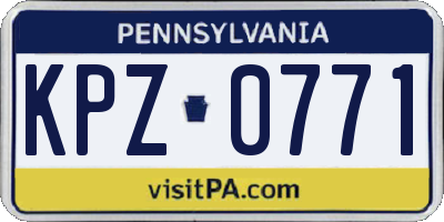 PA license plate KPZ0771
