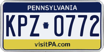 PA license plate KPZ0772