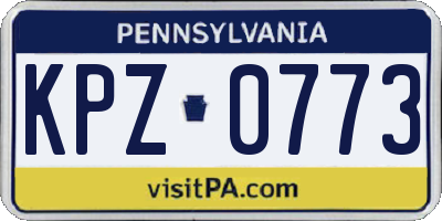 PA license plate KPZ0773