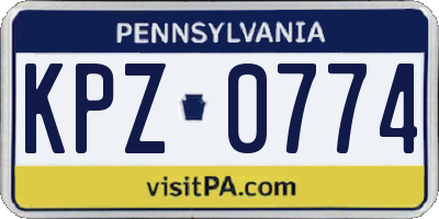 PA license plate KPZ0774