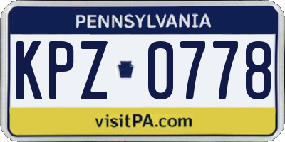 PA license plate KPZ0778