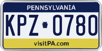 PA license plate KPZ0780
