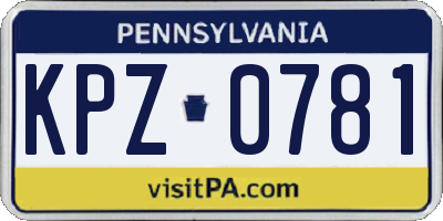 PA license plate KPZ0781