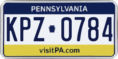 PA license plate KPZ0784
