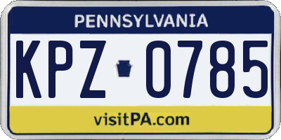 PA license plate KPZ0785