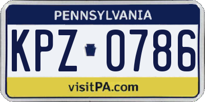 PA license plate KPZ0786