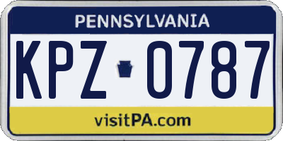PA license plate KPZ0787