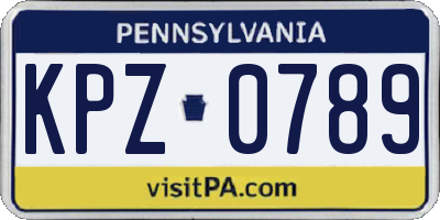 PA license plate KPZ0789