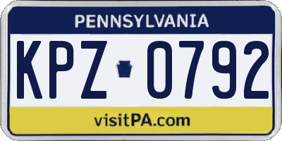 PA license plate KPZ0792