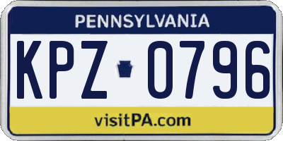 PA license plate KPZ0796