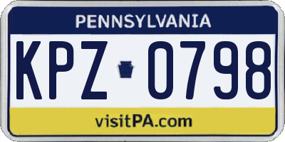 PA license plate KPZ0798