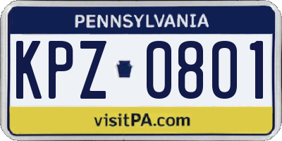 PA license plate KPZ0801