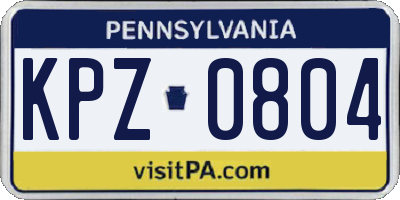 PA license plate KPZ0804