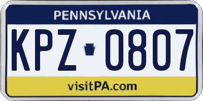 PA license plate KPZ0807