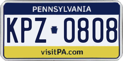 PA license plate KPZ0808