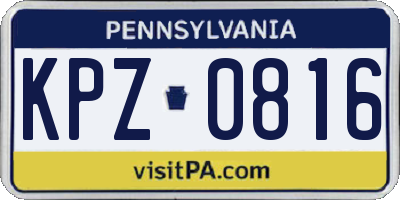 PA license plate KPZ0816