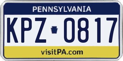 PA license plate KPZ0817