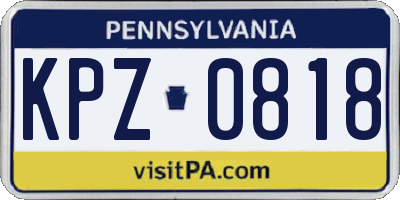 PA license plate KPZ0818