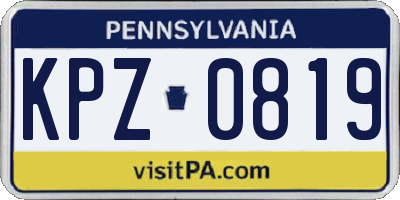 PA license plate KPZ0819