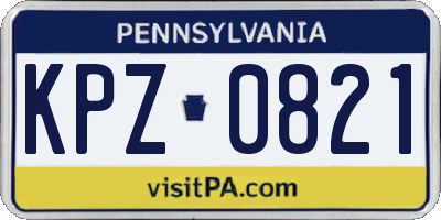 PA license plate KPZ0821