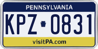 PA license plate KPZ0831