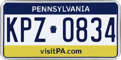 PA license plate KPZ0834