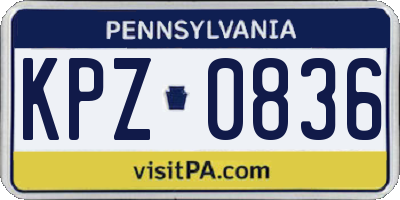 PA license plate KPZ0836