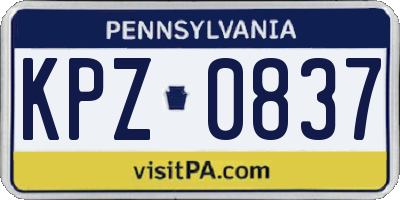 PA license plate KPZ0837