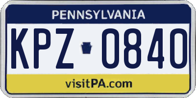 PA license plate KPZ0840