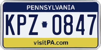 PA license plate KPZ0847