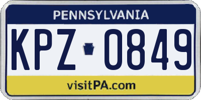PA license plate KPZ0849