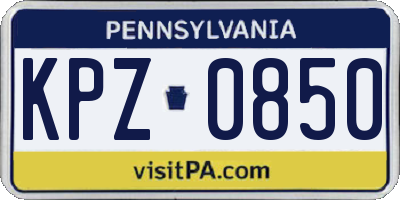 PA license plate KPZ0850