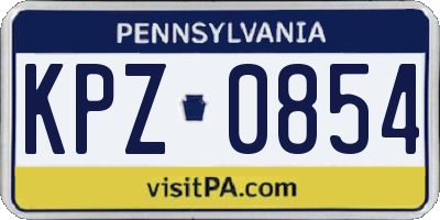 PA license plate KPZ0854