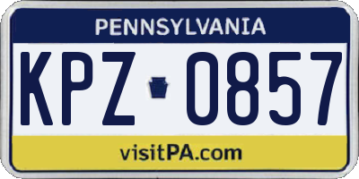 PA license plate KPZ0857