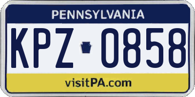 PA license plate KPZ0858