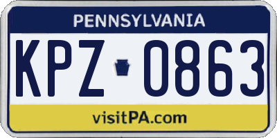 PA license plate KPZ0863