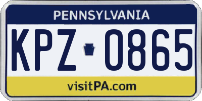 PA license plate KPZ0865