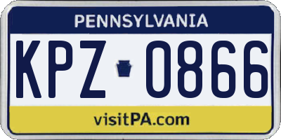 PA license plate KPZ0866
