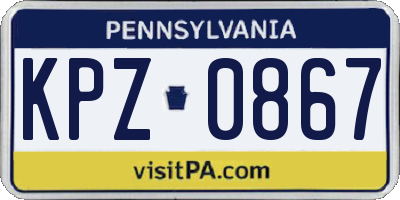 PA license plate KPZ0867