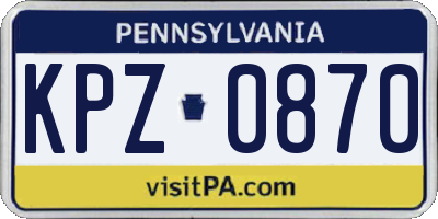 PA license plate KPZ0870