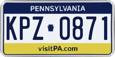PA license plate KPZ0871