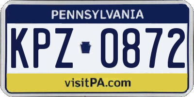 PA license plate KPZ0872