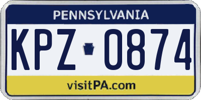 PA license plate KPZ0874