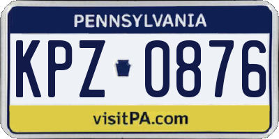 PA license plate KPZ0876
