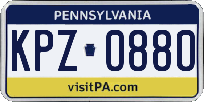 PA license plate KPZ0880