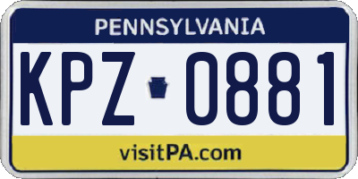 PA license plate KPZ0881