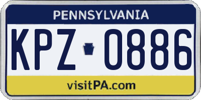 PA license plate KPZ0886
