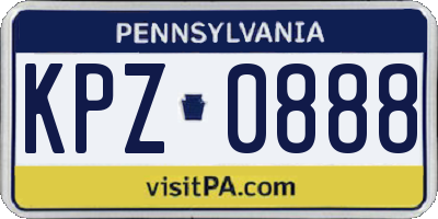 PA license plate KPZ0888