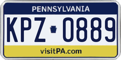 PA license plate KPZ0889