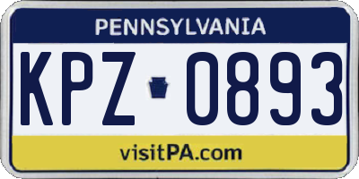 PA license plate KPZ0893